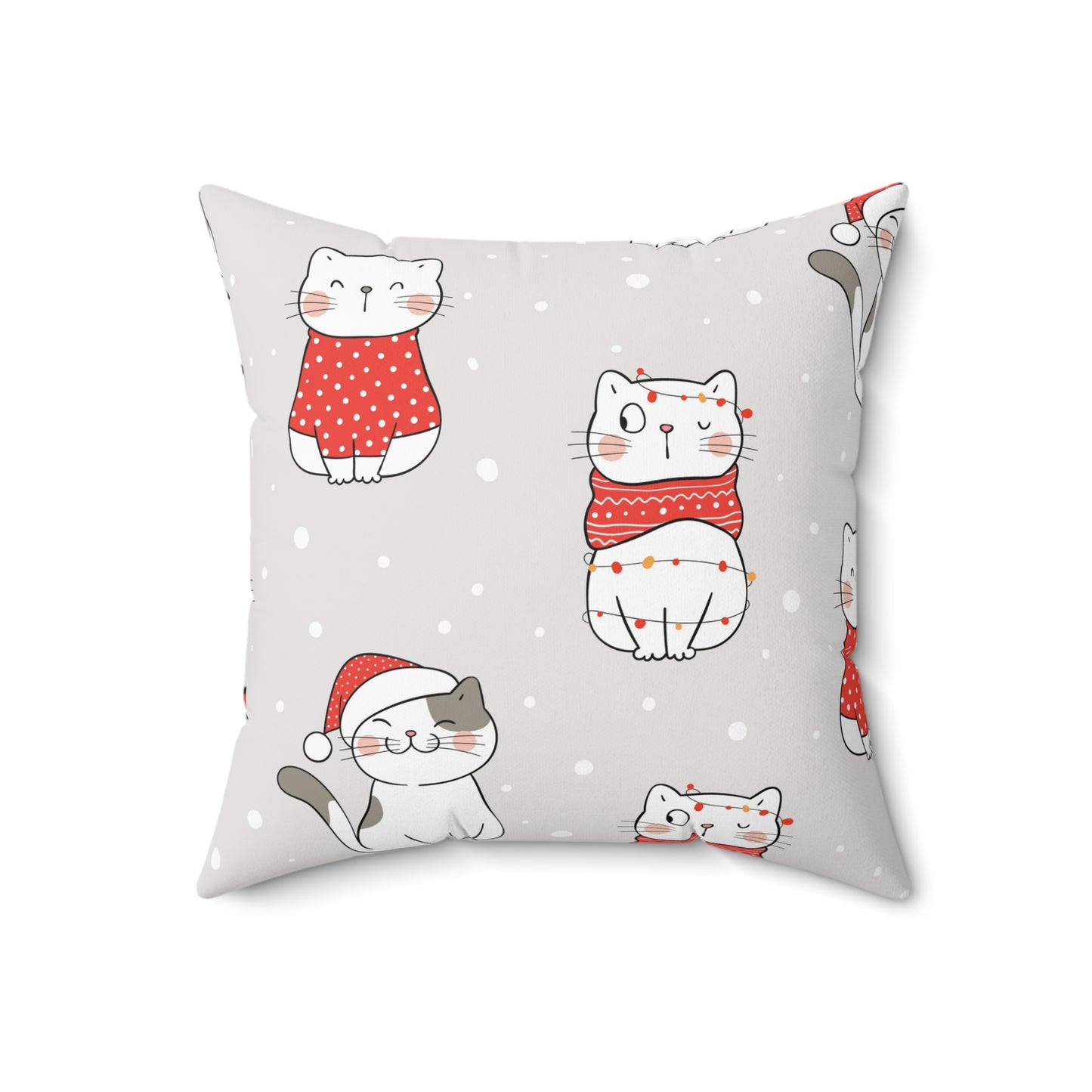 Christmas Kitty Throw Pillow – Festive Holiday Cat Accent