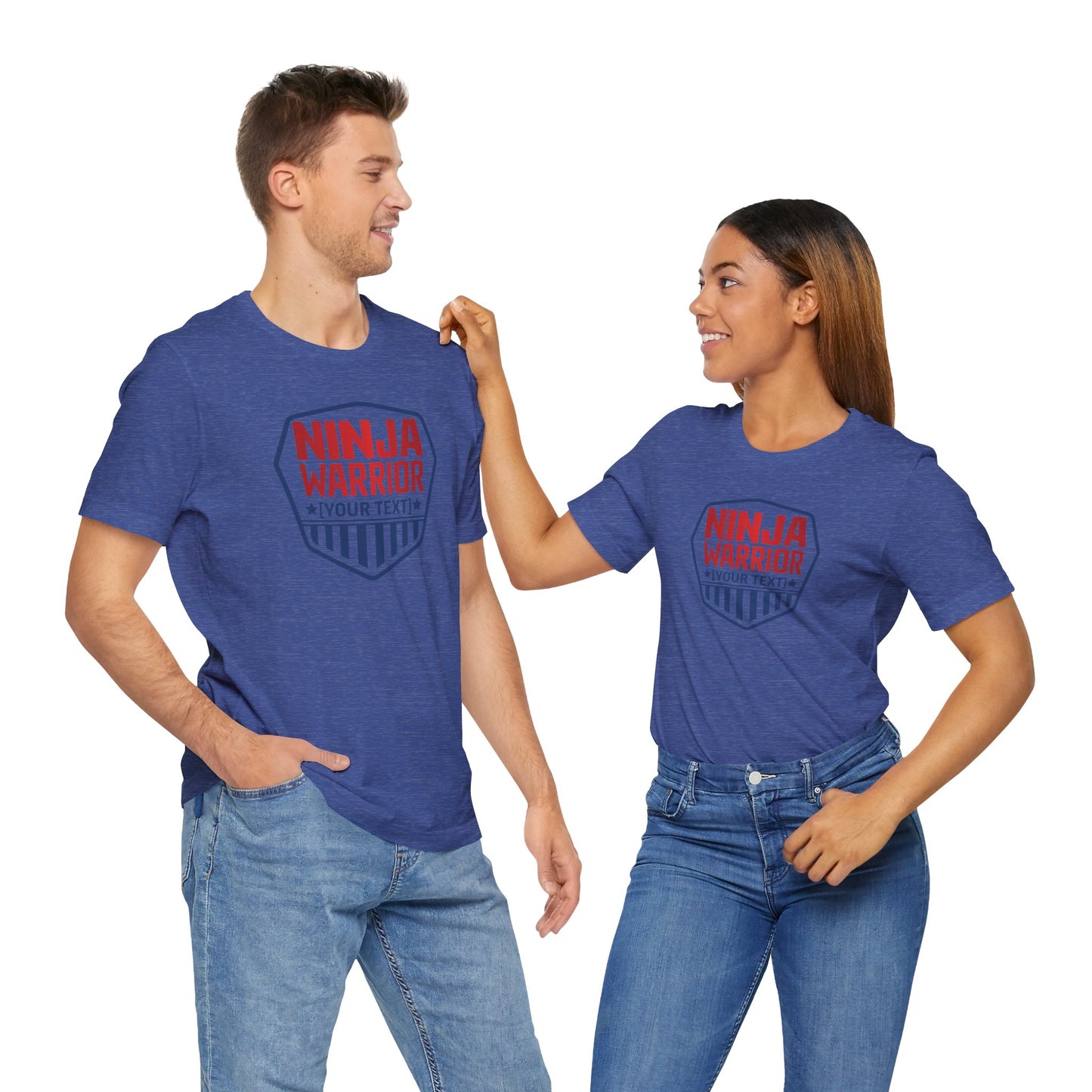 Custom Ninja Warrior Family & Coach Shirt – Unisex T-Shirt with Shield Design, Personalized Text & Colors