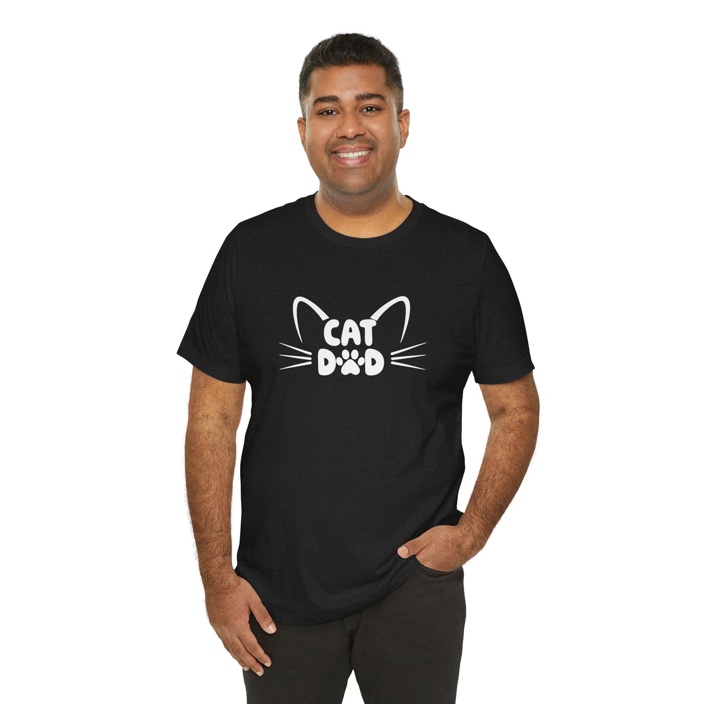 Cat Dad T-Shirt, Cute Cat Ears & Whiskers Design, Paw Print Graphic, Cat Lover Shirt