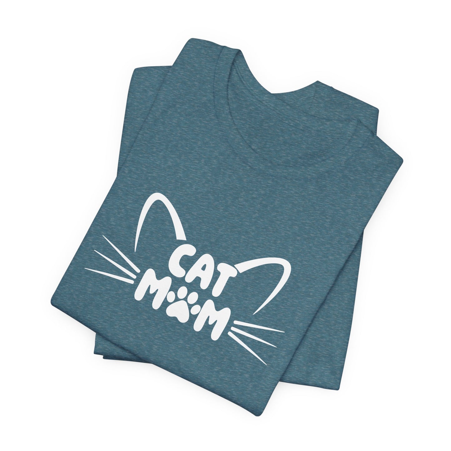 Cat Mom T-Shirt, Cute Cat Ears & Whiskers Design, Paw Print Graphic, Cat Lover Shirt
