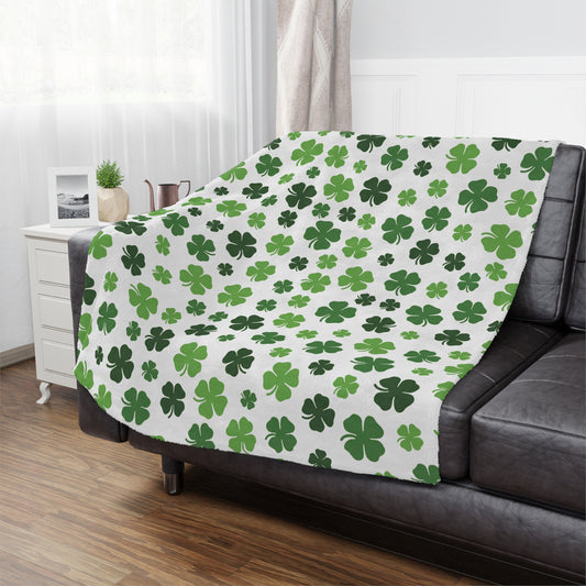 St. Patrick's Day Shamrock Microfiber Fleece Blanket - Ultra Soft & Cozy Throw
