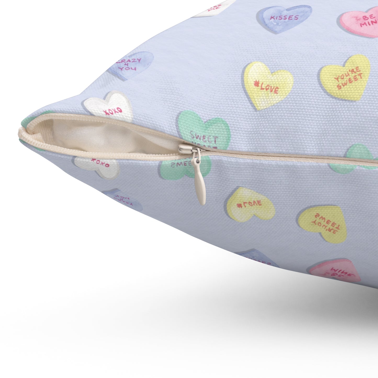 Purple Candy Hearts Valentine Throw Pillow