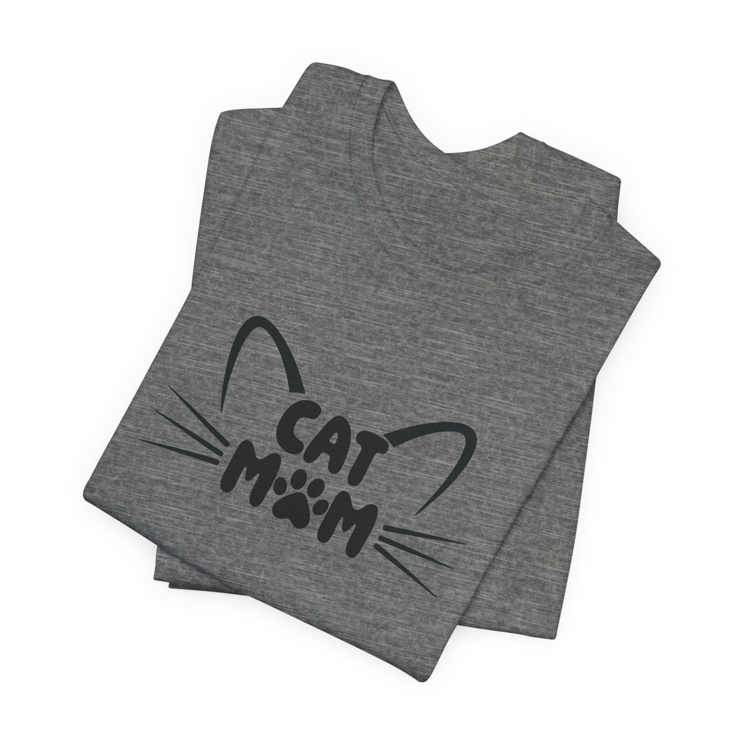Cat Mom T-Shirt, Cute Cat Ears & Whiskers Design, Paw Print Graphic, Cat Lover Shirt