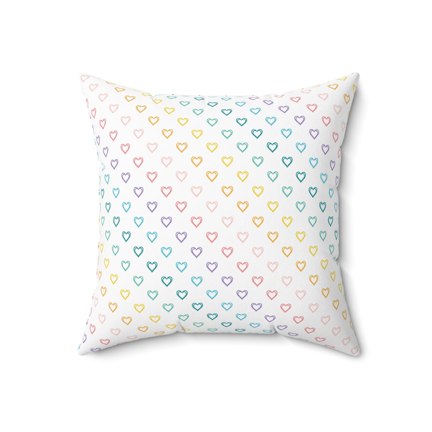 Pastel Rainbow Hearts Throw Pillow