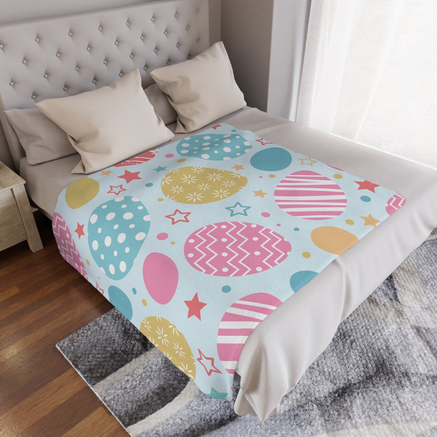 Easter Eggs Microfiber Fleece Blanket - Ultra Soft & Cozy Throw