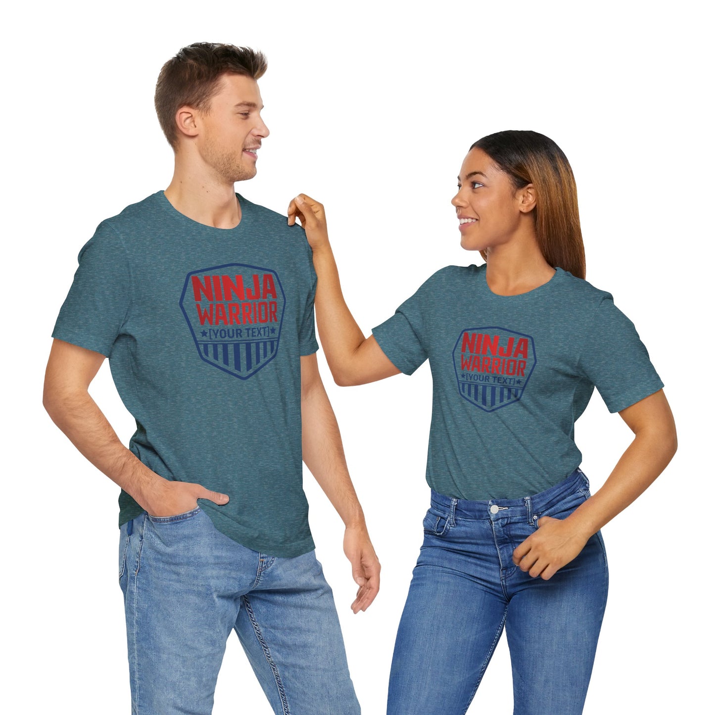 Custom Ninja Warrior Family & Coach Shirt – Unisex T-Shirt with Shield Design, Personalized Text & Colors