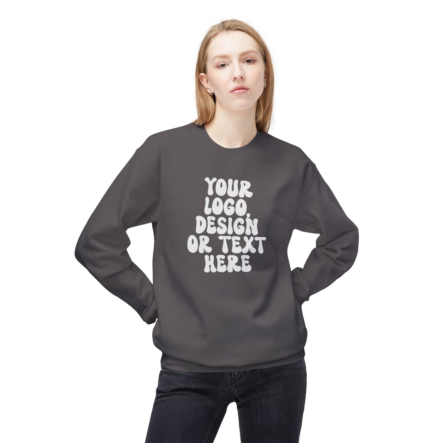 CUSTOM Text, Design or Logo - Unisex Crewneck Sweatshirt (Adult)
