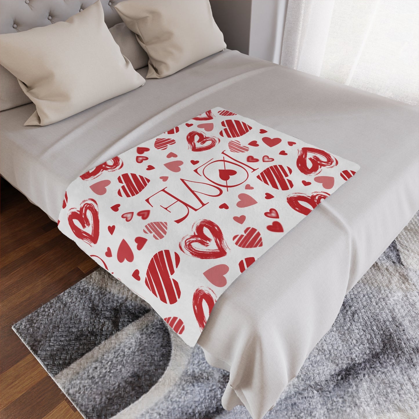 Valentine’s Love & Hearts Microfiber Fleece Blanket - Ultra Soft & Cozy Throw