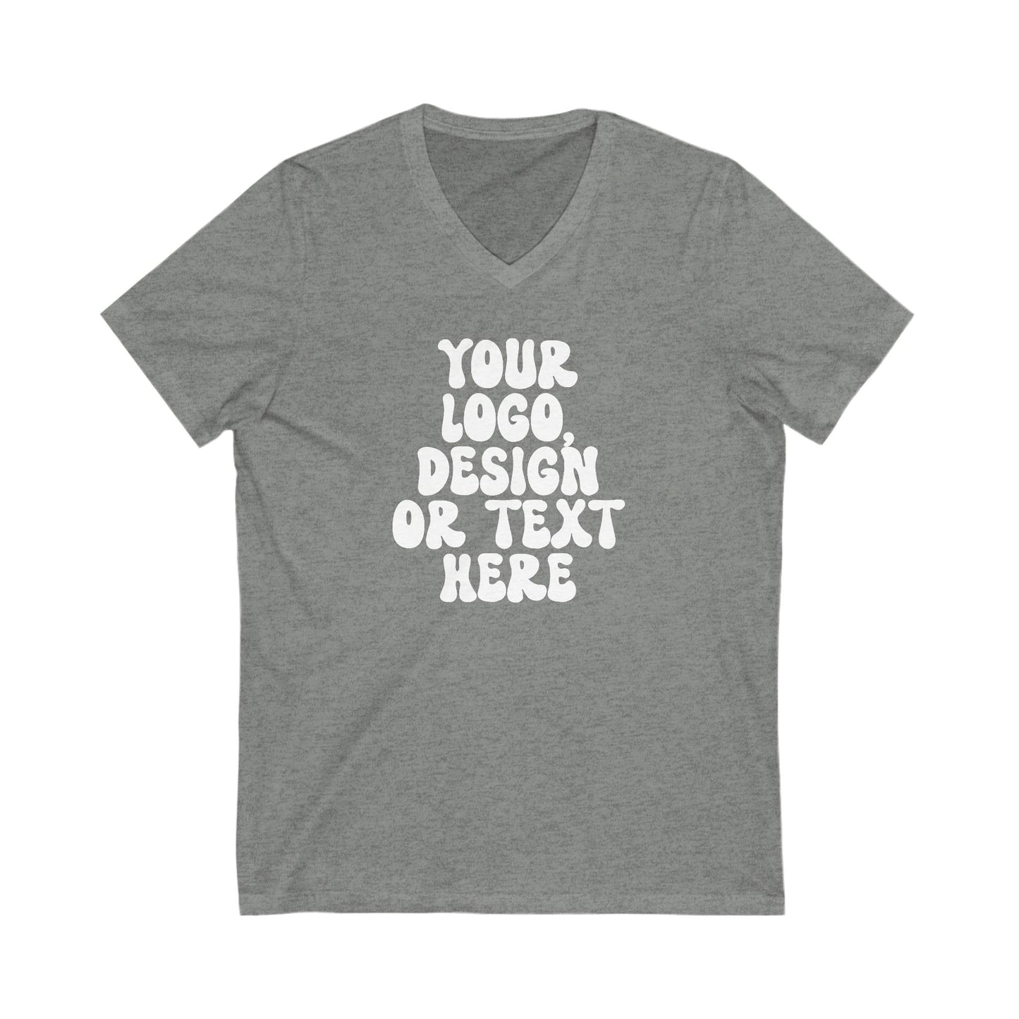 CUSTOM Text, Design or Logo - Unisex V-Neck T-Shirt