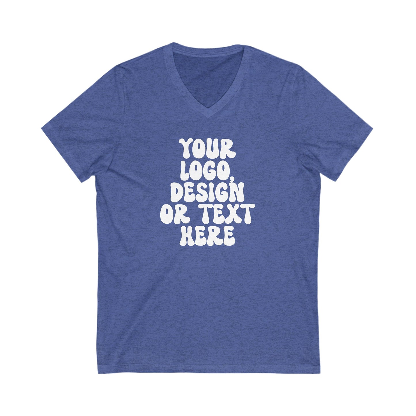 CUSTOM Text, Design or Logo - Unisex V-Neck T-Shirt