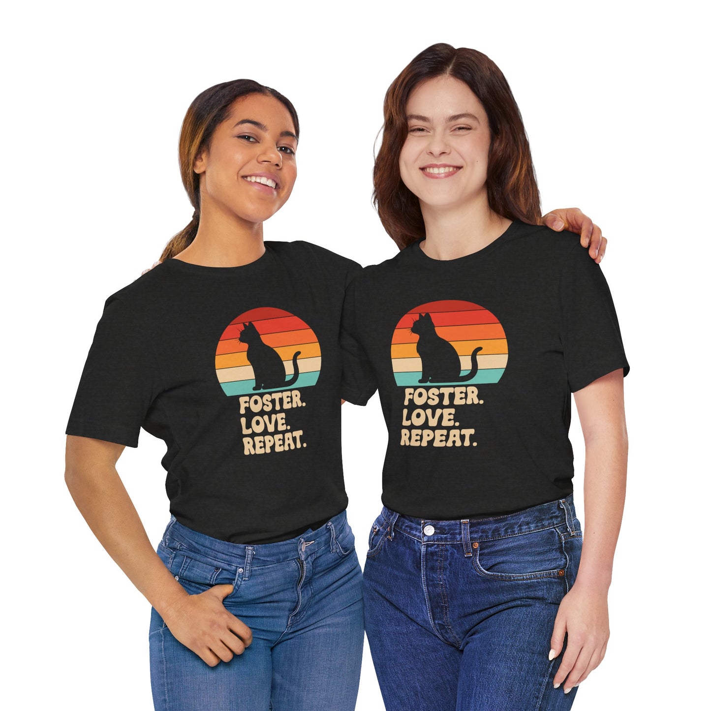 Retro Sunset Animal Rescue T-Shirt – Cat, Dog & Paw Print Designs