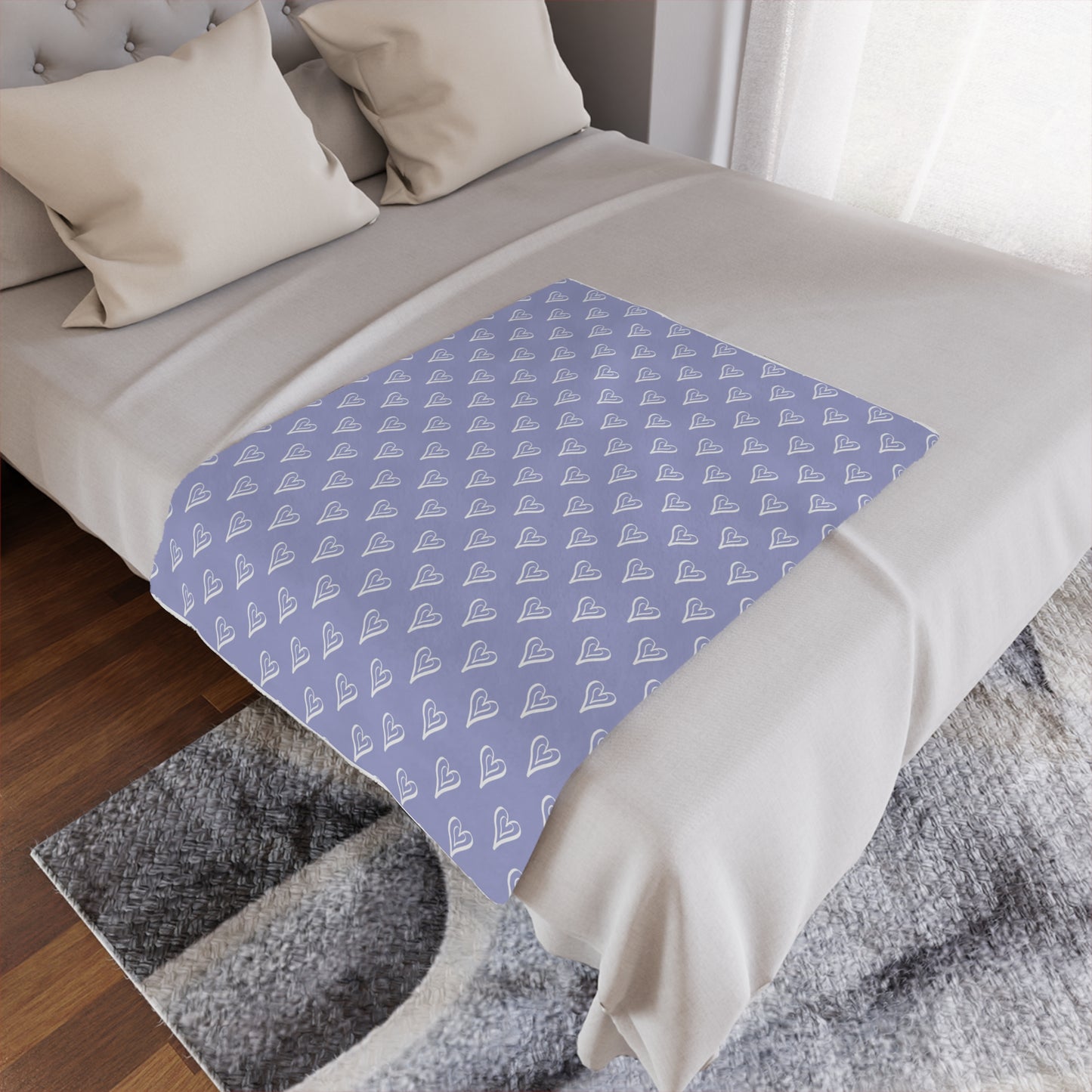 Purple Hearts Microfiber Fleece Blanket - Ultra Soft & Cozy Throw