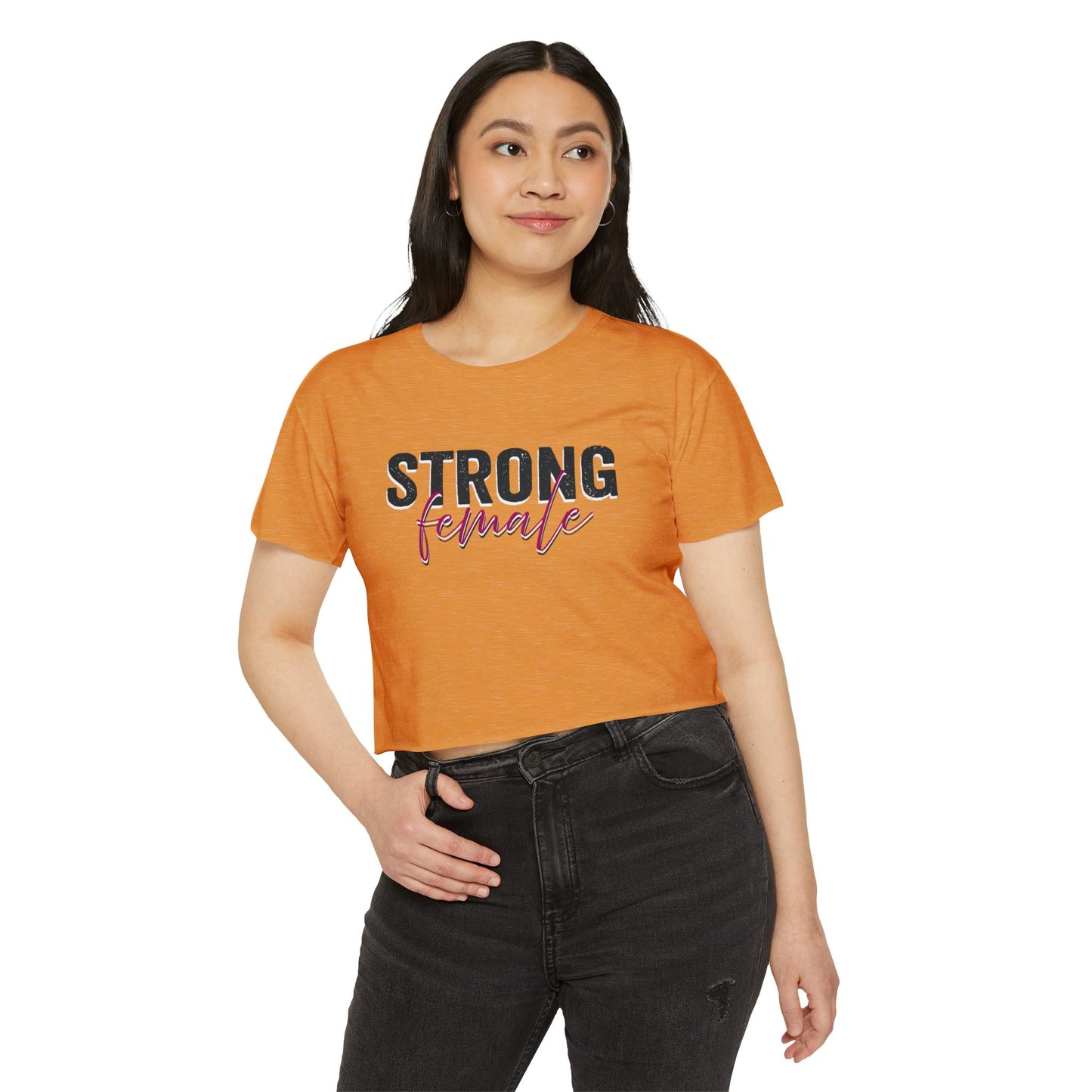 Strong Female Women’s Crop Tee – Empowering Graphic Shirt