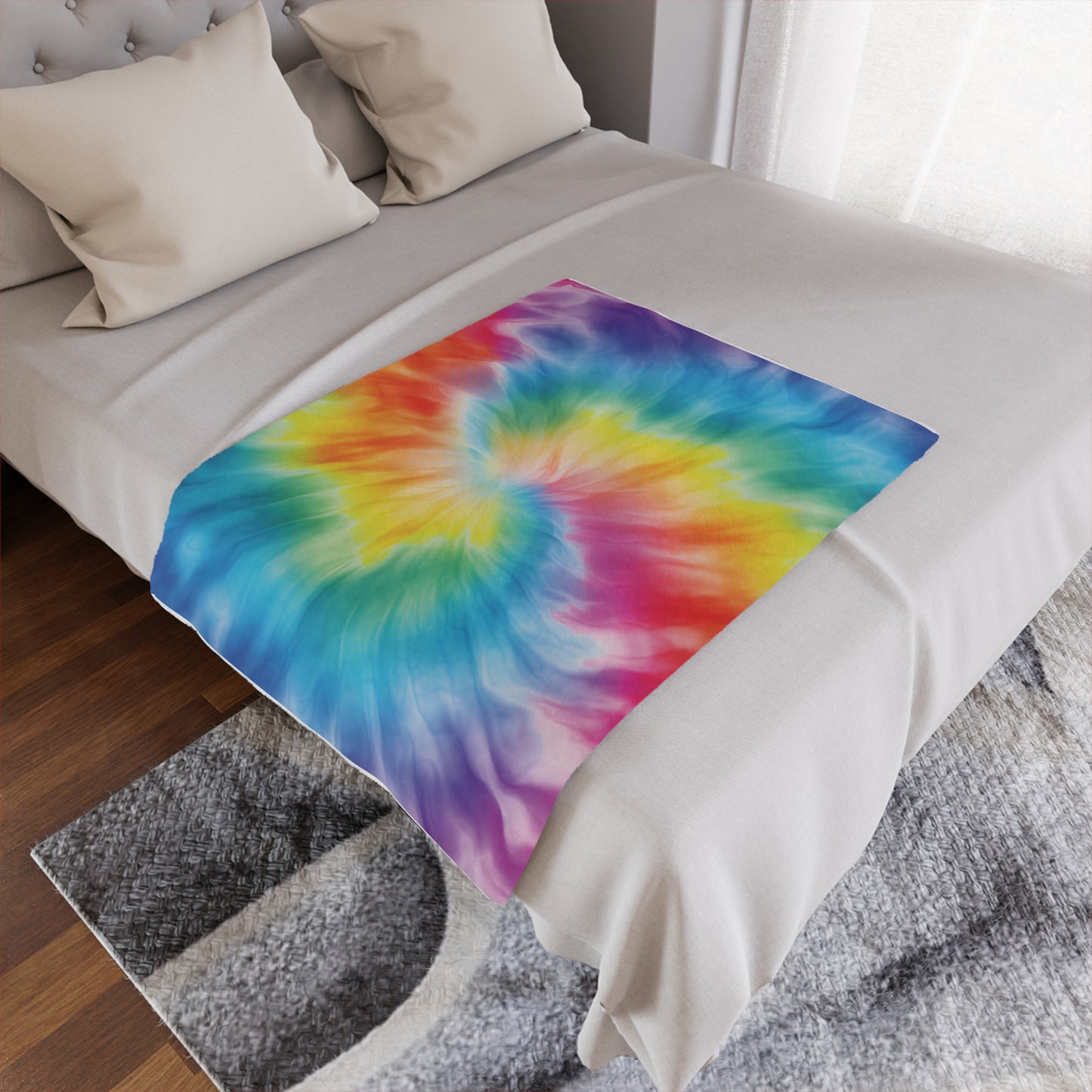 Colorful Tie-Dye Microfiber Fleece Blanket - Ultra Soft & Cozy Throw