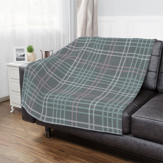 Gray Plaid Microfiber Fleece Blanket - Ultra Soft & Cozy Throw