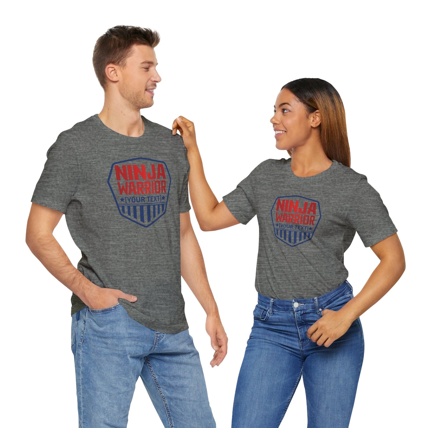 Custom Ninja Warrior Family & Coach Shirt – Unisex T-Shirt with Shield Design, Personalized Text & Colors