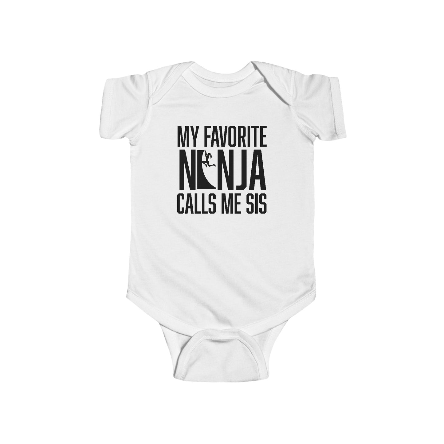 Custom “My Favorite Ninja Calls Me” Baby Onesie – Bro or Sis | Warped Wall Design with Color Options