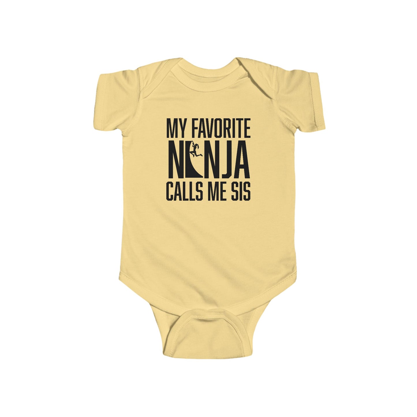 Custom “My Favorite Ninja Calls Me” Baby Onesie – Bro or Sis | Warped Wall Design with Color Options
