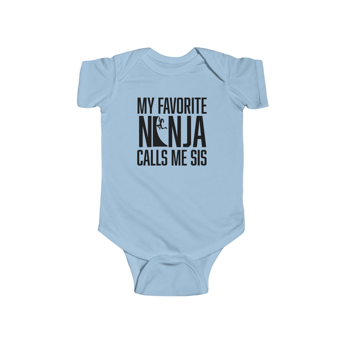 Custom “My Favorite Ninja Calls Me” Baby Onesie – Bro or Sis | Warped Wall Design with Color Options