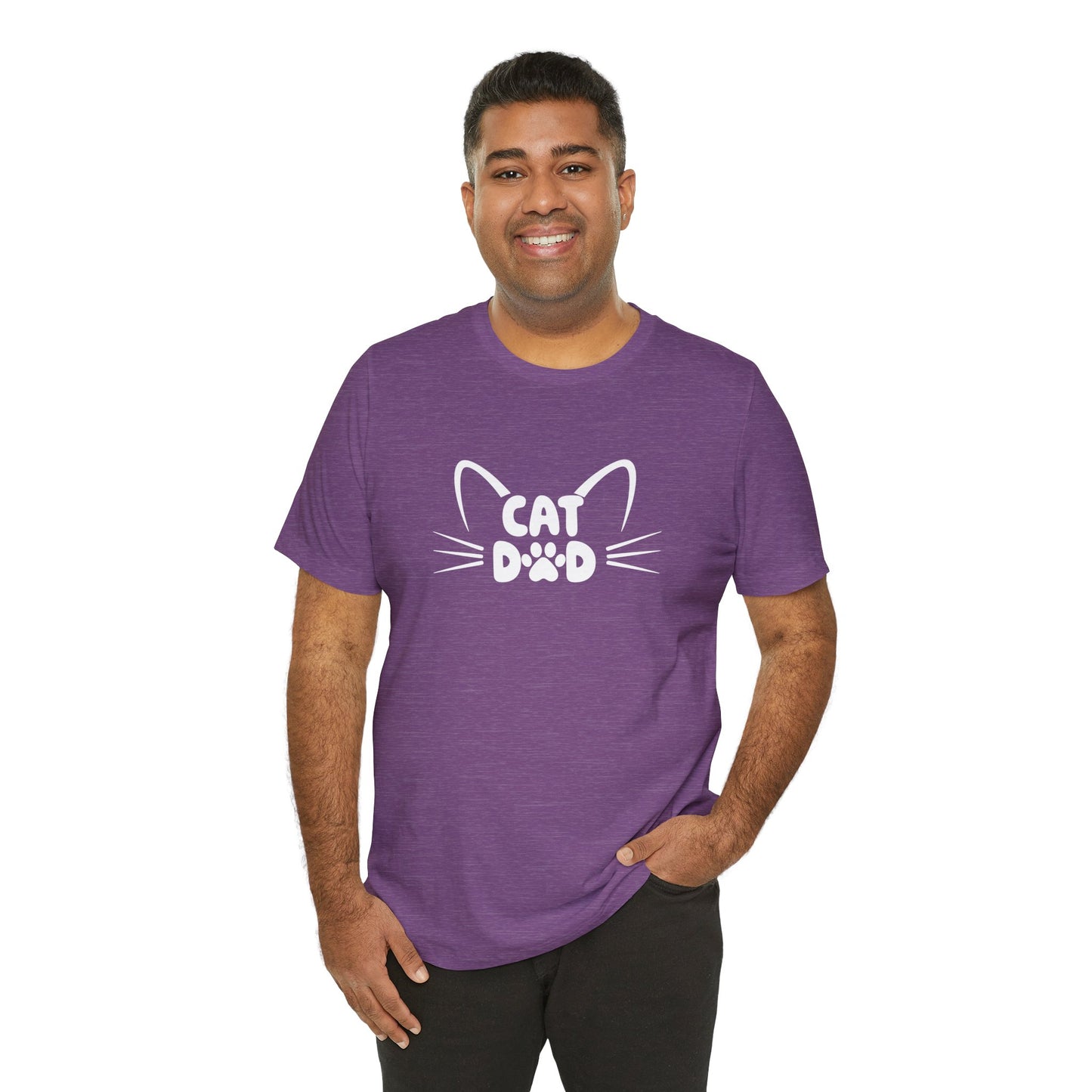 Cat Dad T-Shirt, Cute Cat Ears & Whiskers Design, Paw Print Graphic, Cat Lover Shirt