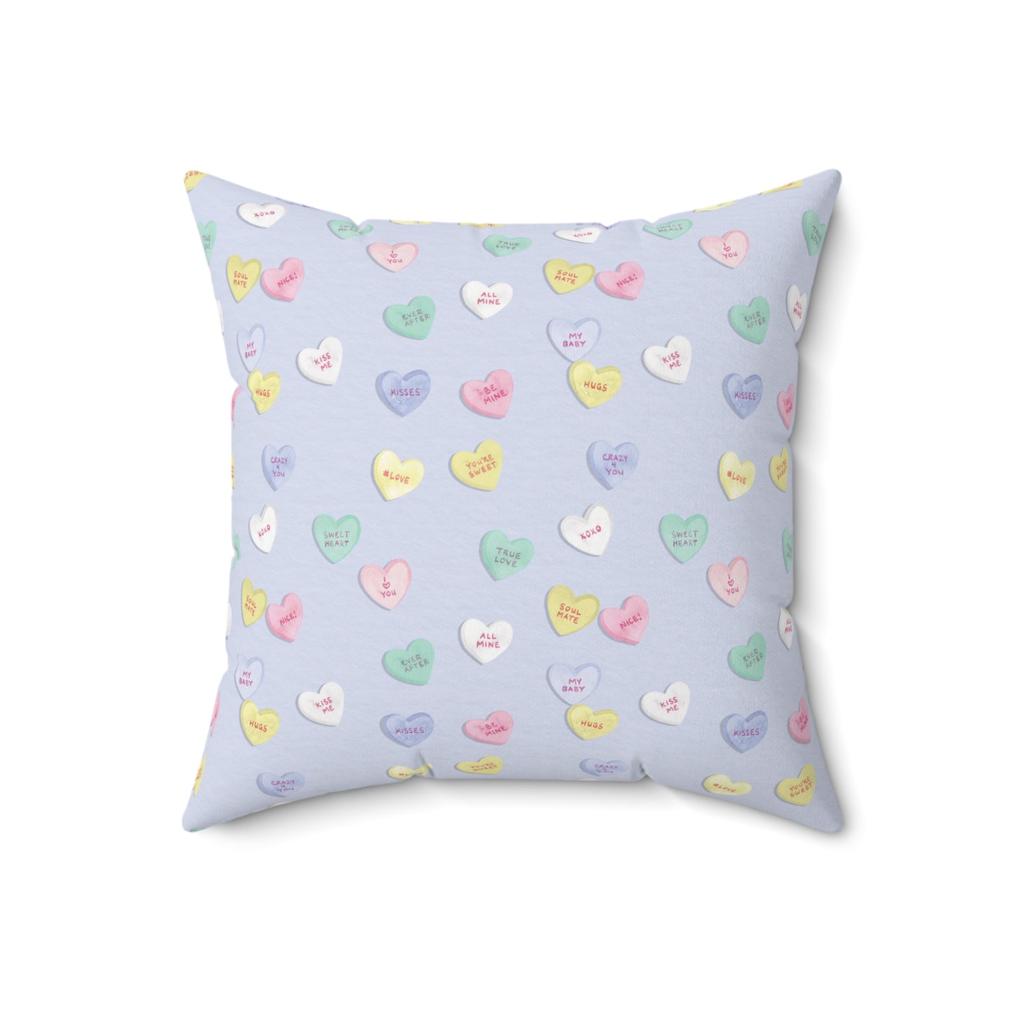 Purple Candy Hearts Valentine Throw Pillow