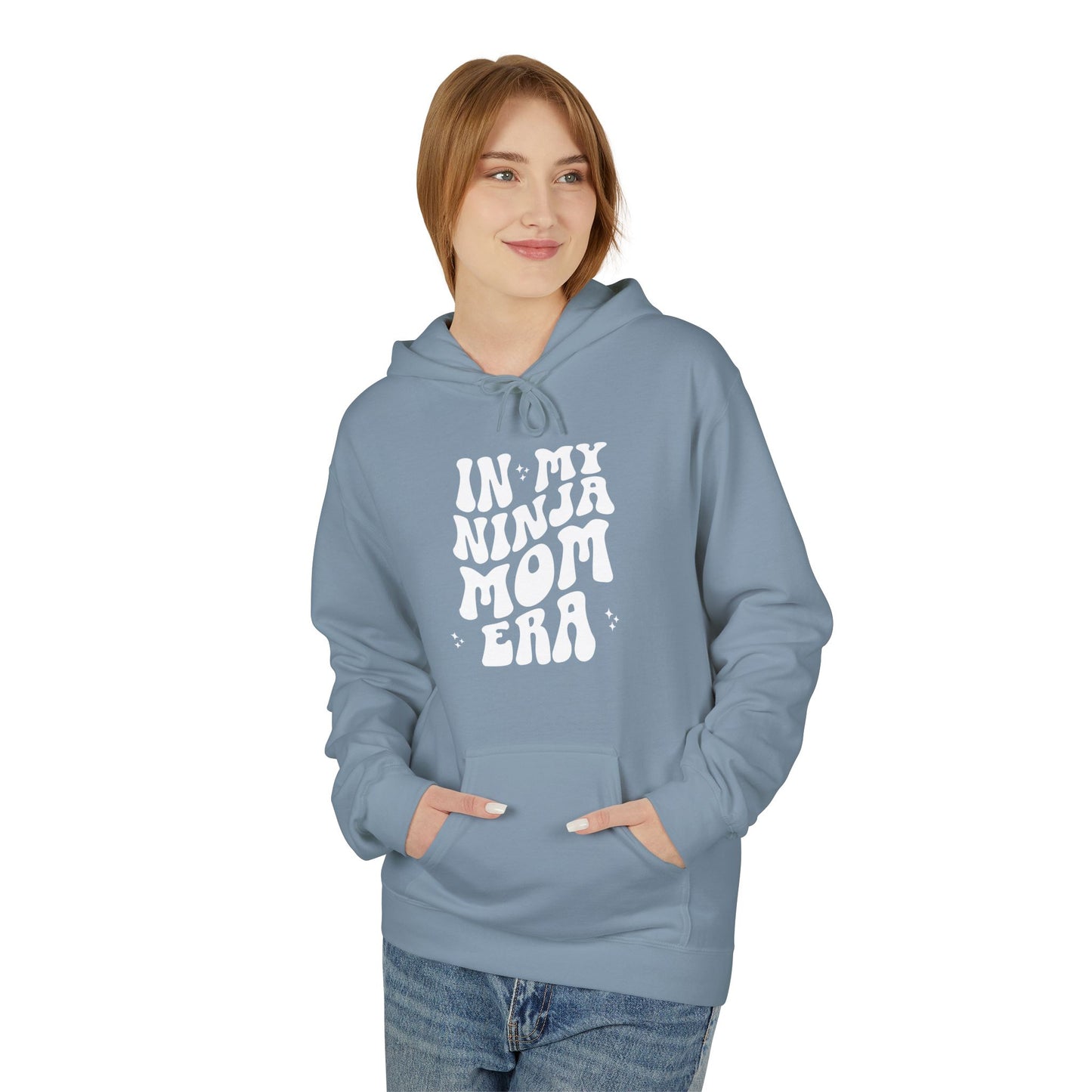 In My Ninja Mom Era Hoodie, Retro Wavy Font, Multiple Hoodie & Text Color Options, Ninja Warrior Mom Sweatshirt