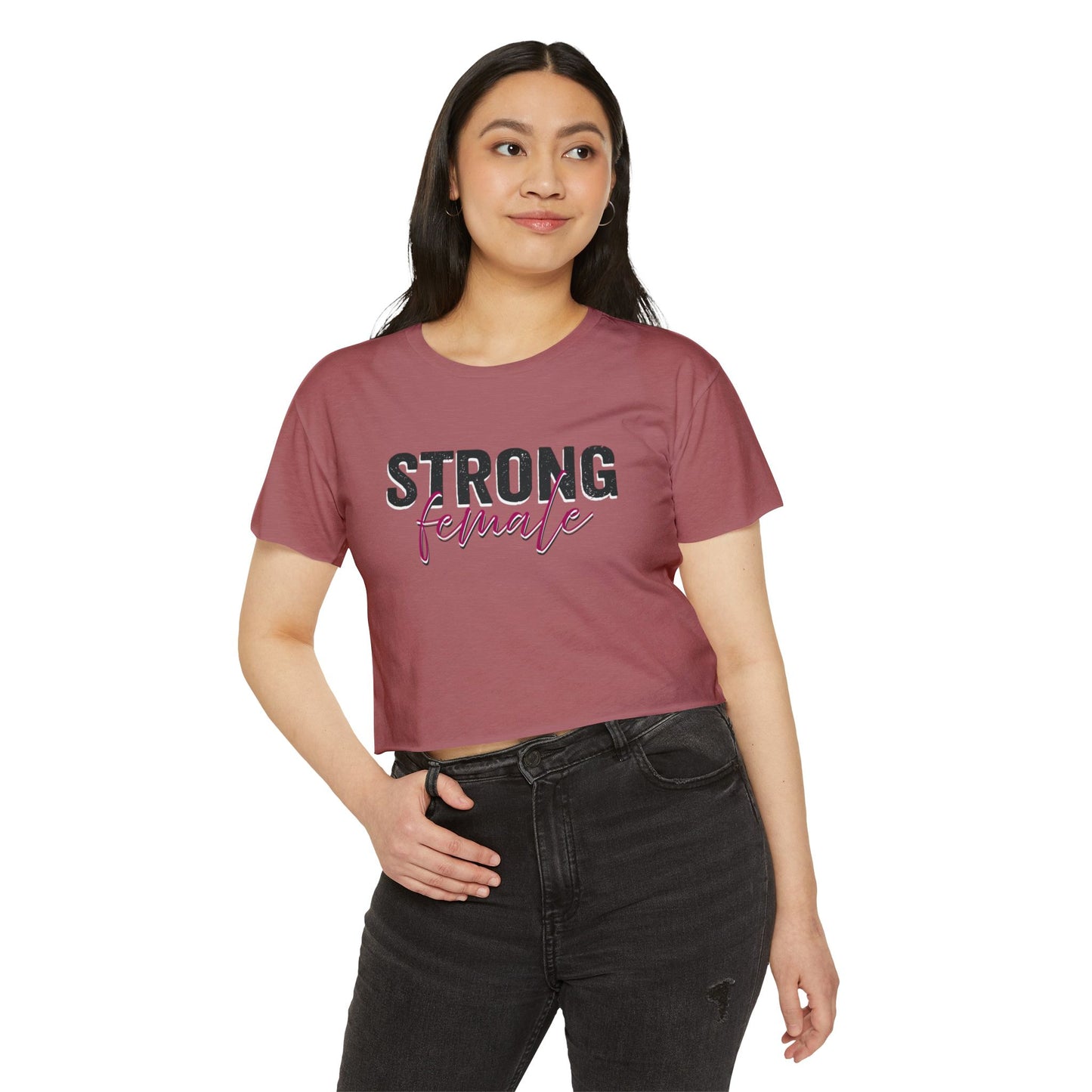 Strong Female Women’s Crop Tee – Empowering Graphic Shirt