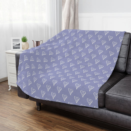 Purple Hearts Microfiber Fleece Blanket - Ultra Soft & Cozy Throw