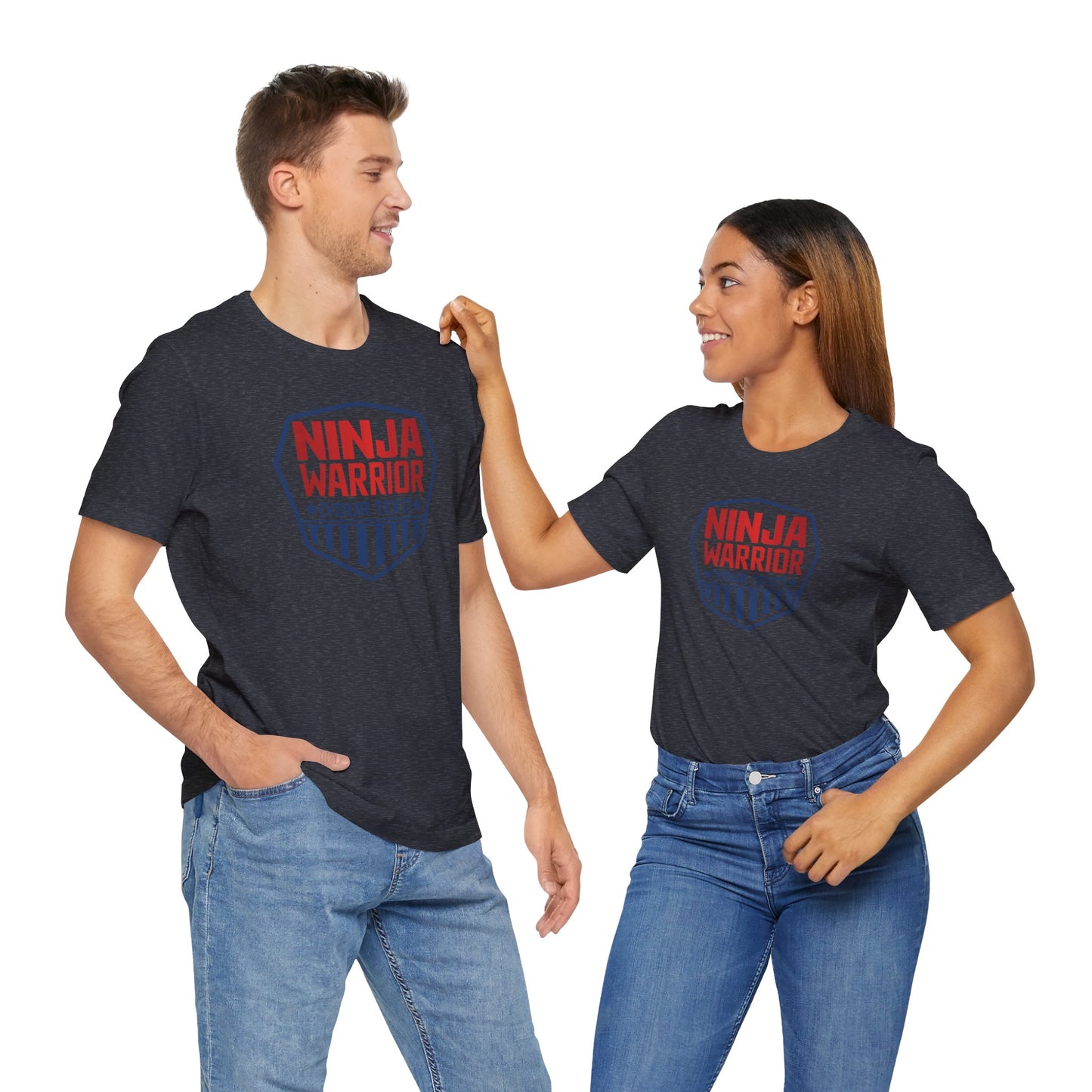 Custom Ninja Warrior Family & Coach Shirt – Unisex T-Shirt with Shield Design, Personalized Text & Colors