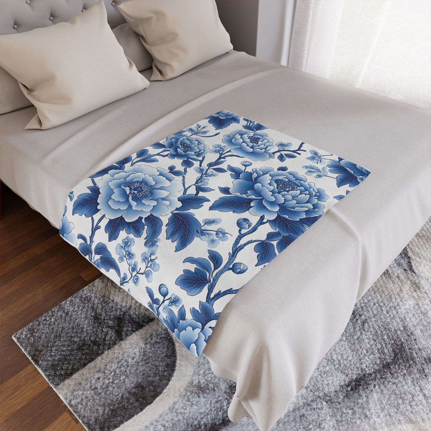 Elegant Chinoiserie Microfiber Fleece Blanket - Ultra Soft & Cozy Throw