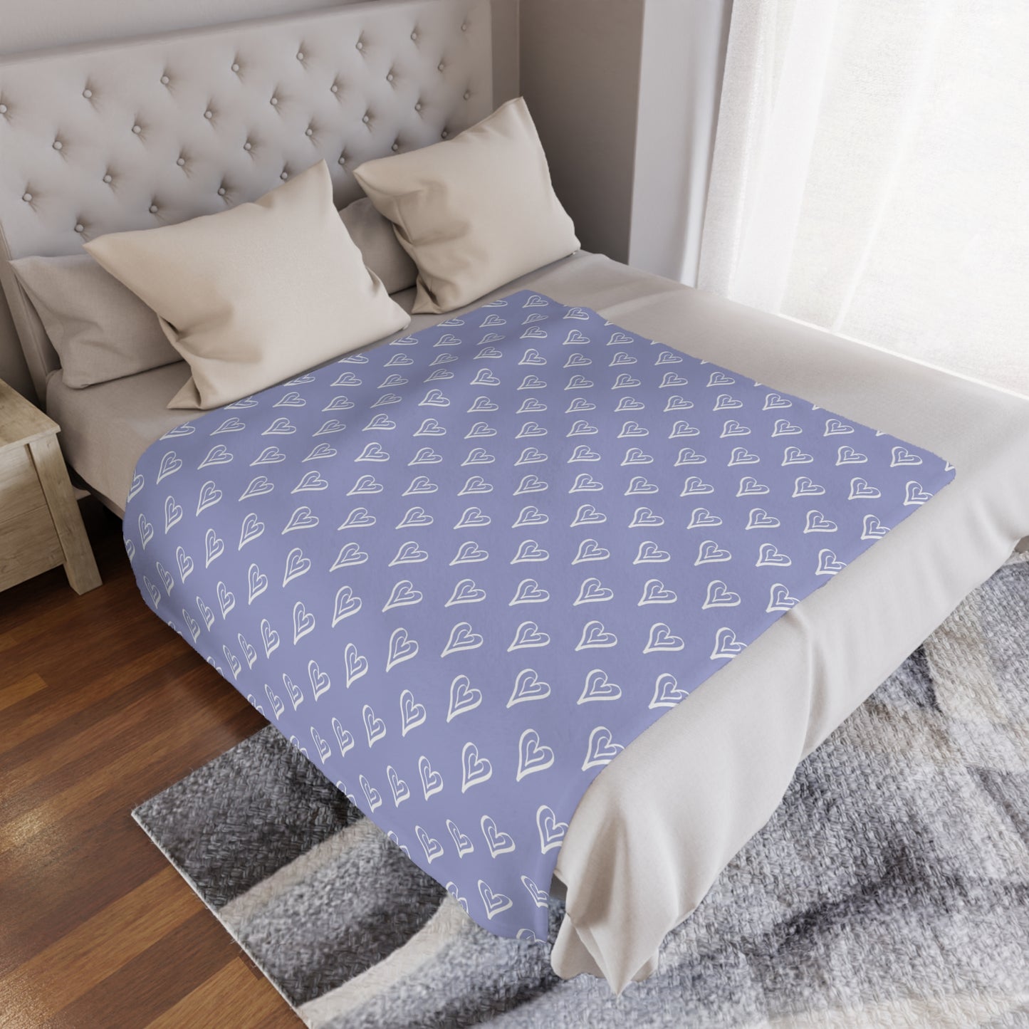 Purple Hearts Microfiber Fleece Blanket - Ultra Soft & Cozy Throw