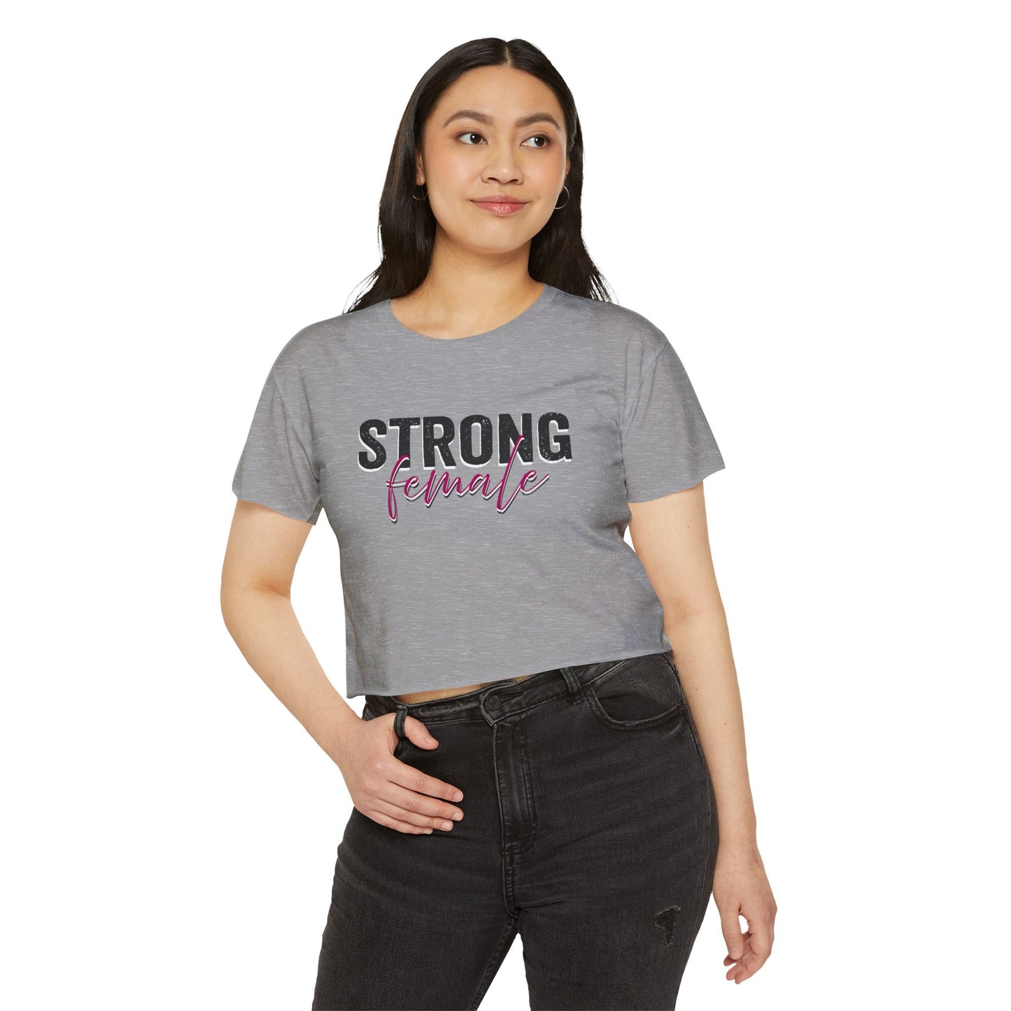 Strong Female Women’s Crop Tee – Empowering Graphic Shirt
