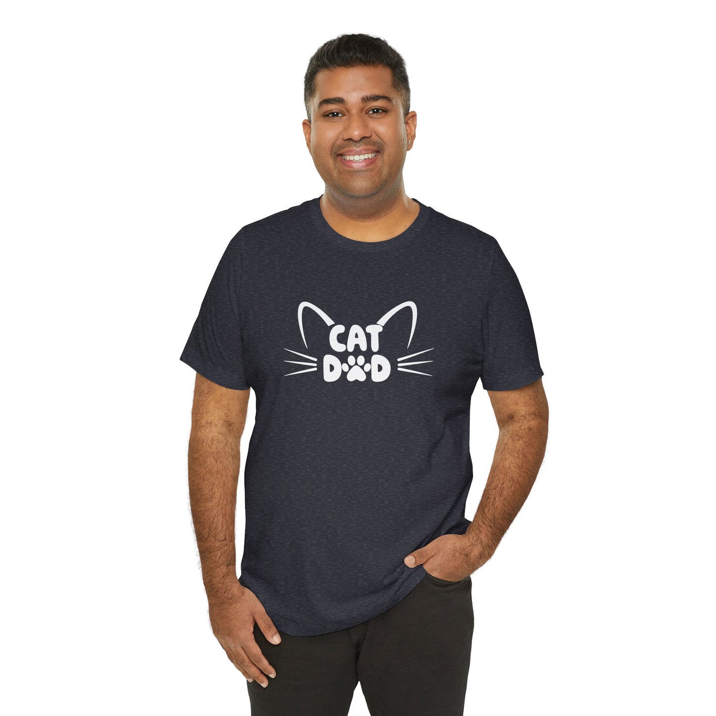 Cat Dad T-Shirt, Cute Cat Ears & Whiskers Design, Paw Print Graphic, Cat Lover Shirt