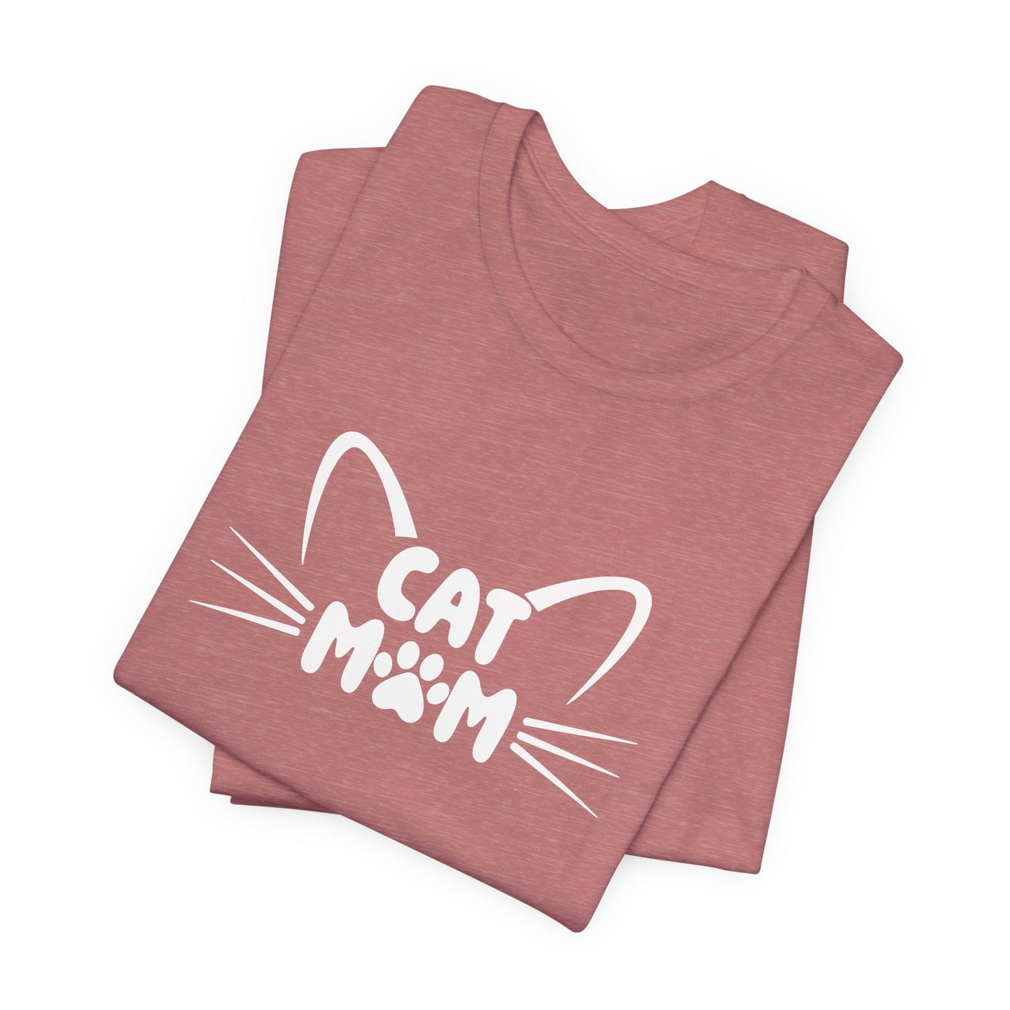 Cat Mom T-Shirt, Cute Cat Ears & Whiskers Design, Paw Print Graphic, Cat Lover Shirt