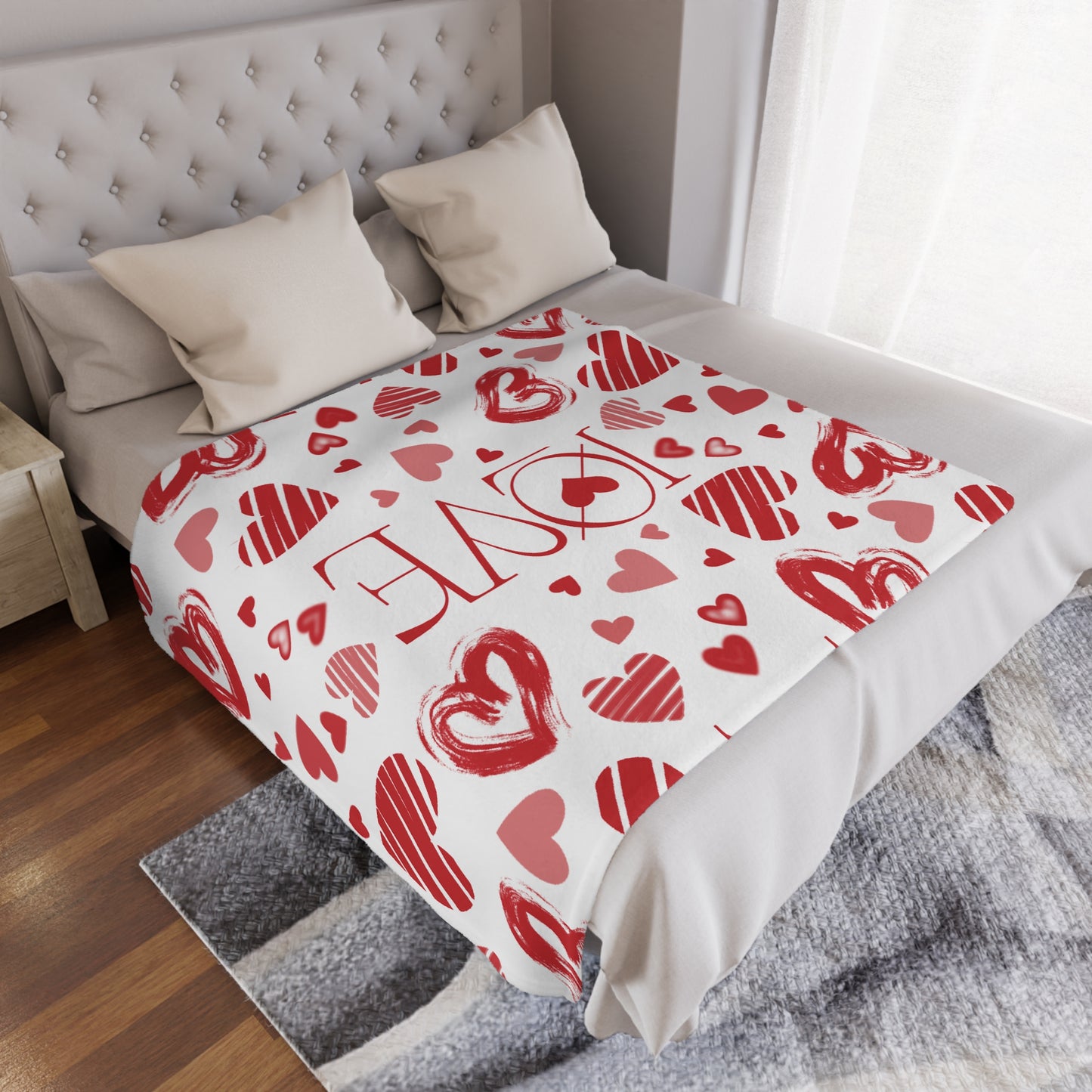 Valentine’s Love & Hearts Microfiber Fleece Blanket - Ultra Soft & Cozy Throw