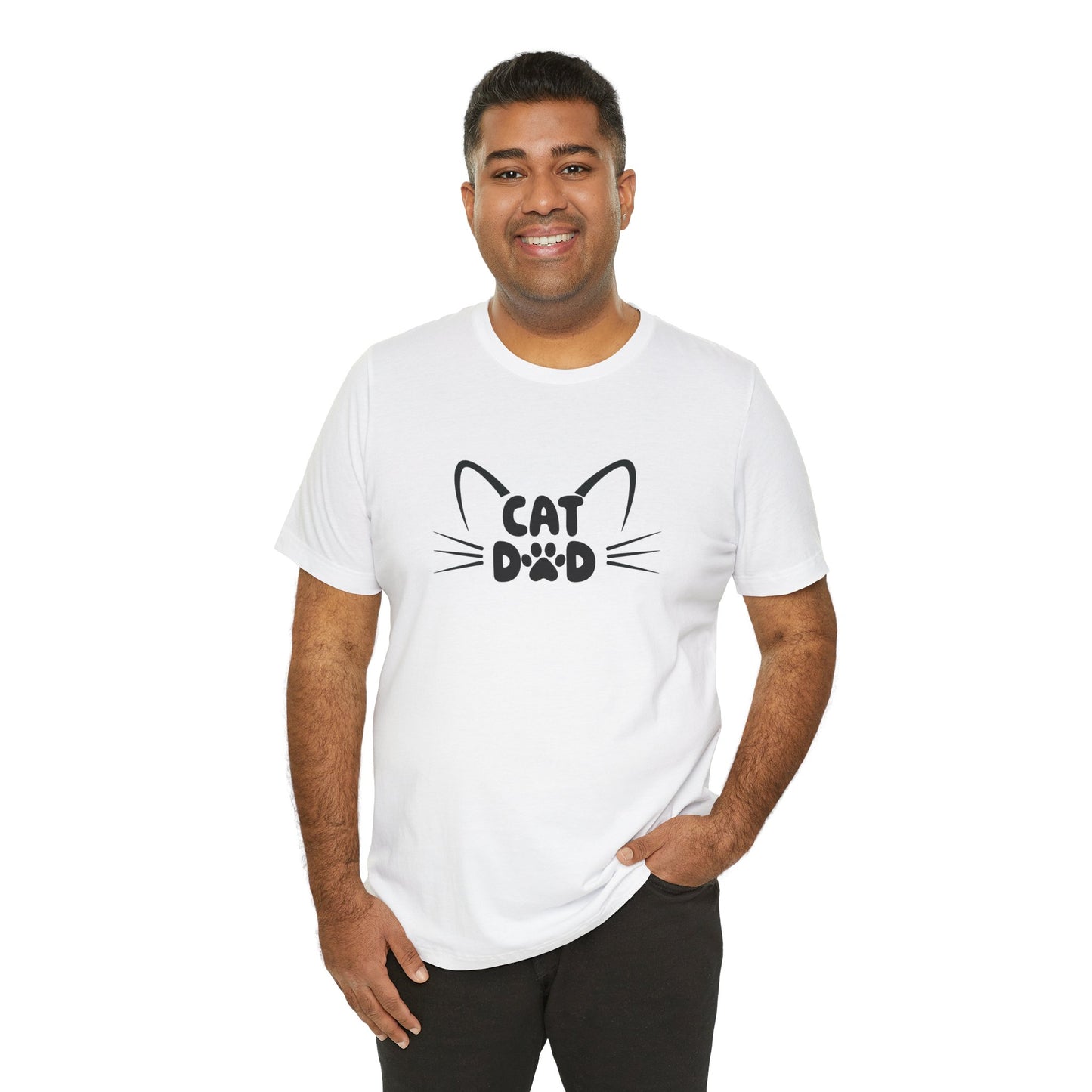 Cat Dad T-Shirt, Cute Cat Ears & Whiskers Design, Paw Print Graphic, Cat Lover Shirt