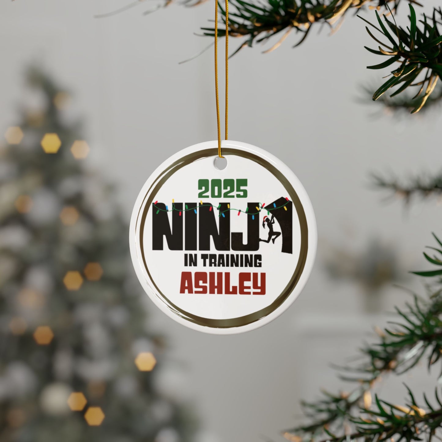 CUSTOM Ninja in Training Ceramic Christmas Ornament – Holiday Tree Decoration