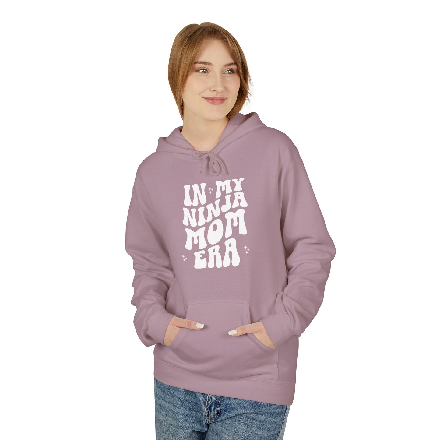 In My Ninja Mom Era Hoodie, Retro Wavy Font, Multiple Hoodie & Text Color Options, Ninja Warrior Mom Sweatshirt