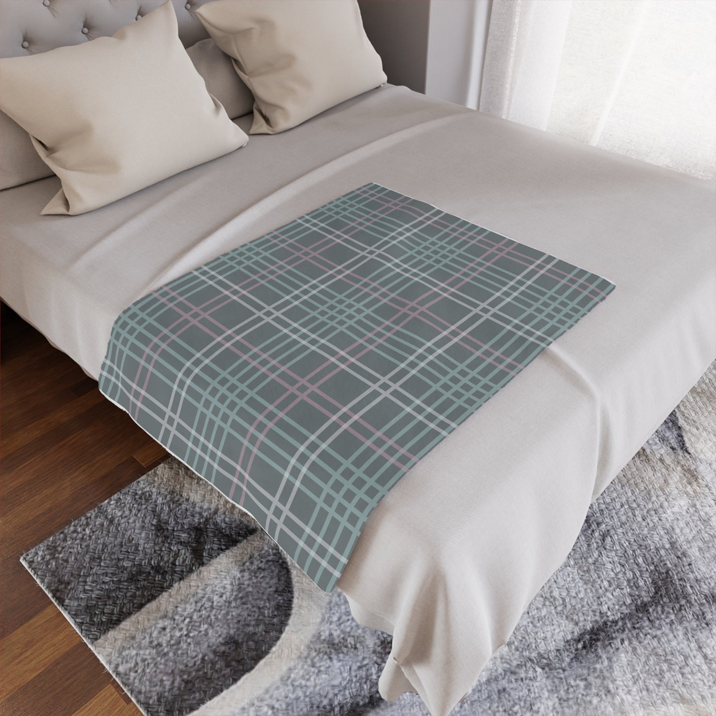 Gray Plaid Microfiber Fleece Blanket - Ultra Soft & Cozy Throw