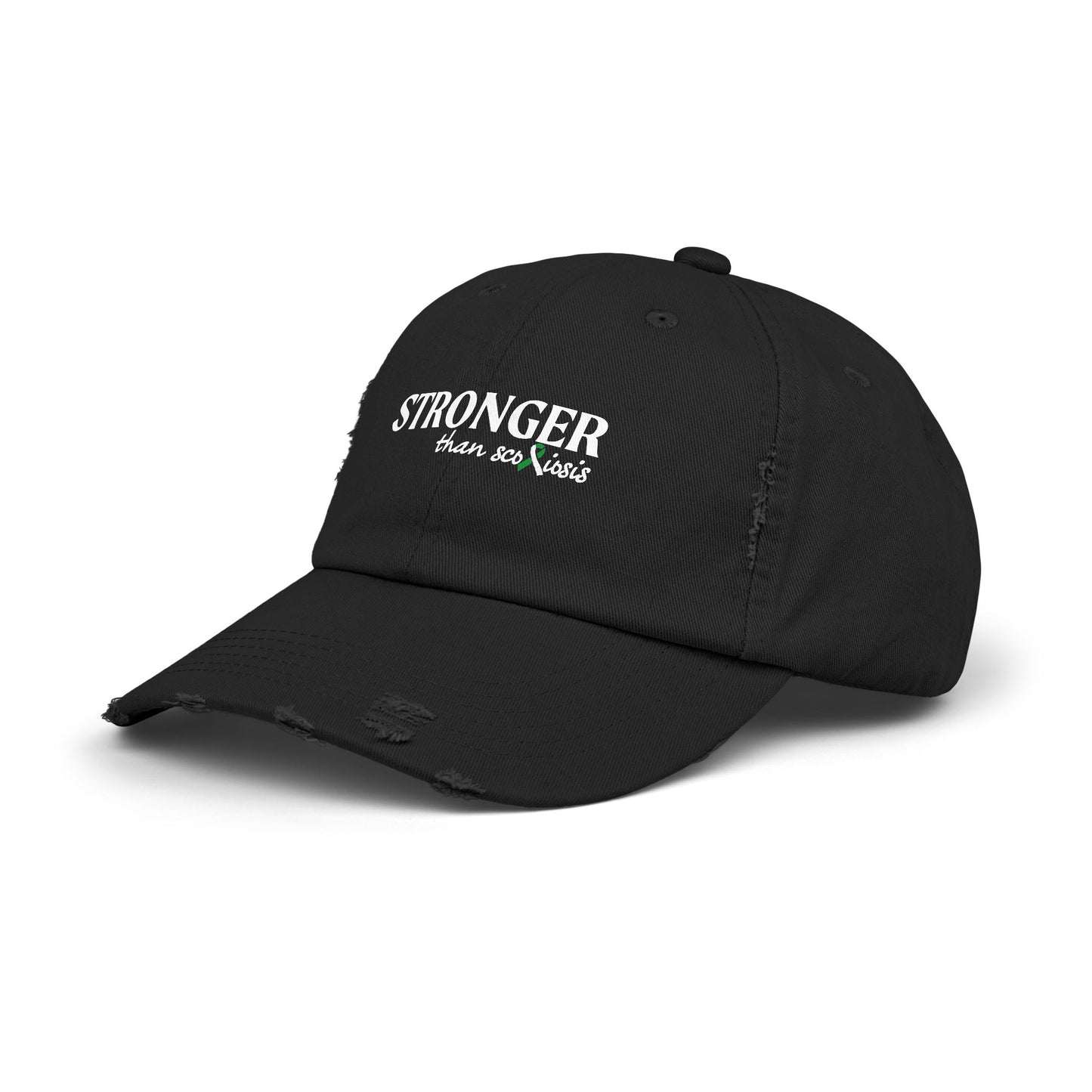 Scoliosis Awareness Hat, Stronger Than Scoliosis, Unisex Distressed Cap