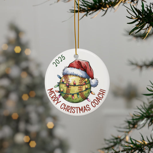 Softball Coach Ceramic Christmas Ornament – Team Gift Keepsake