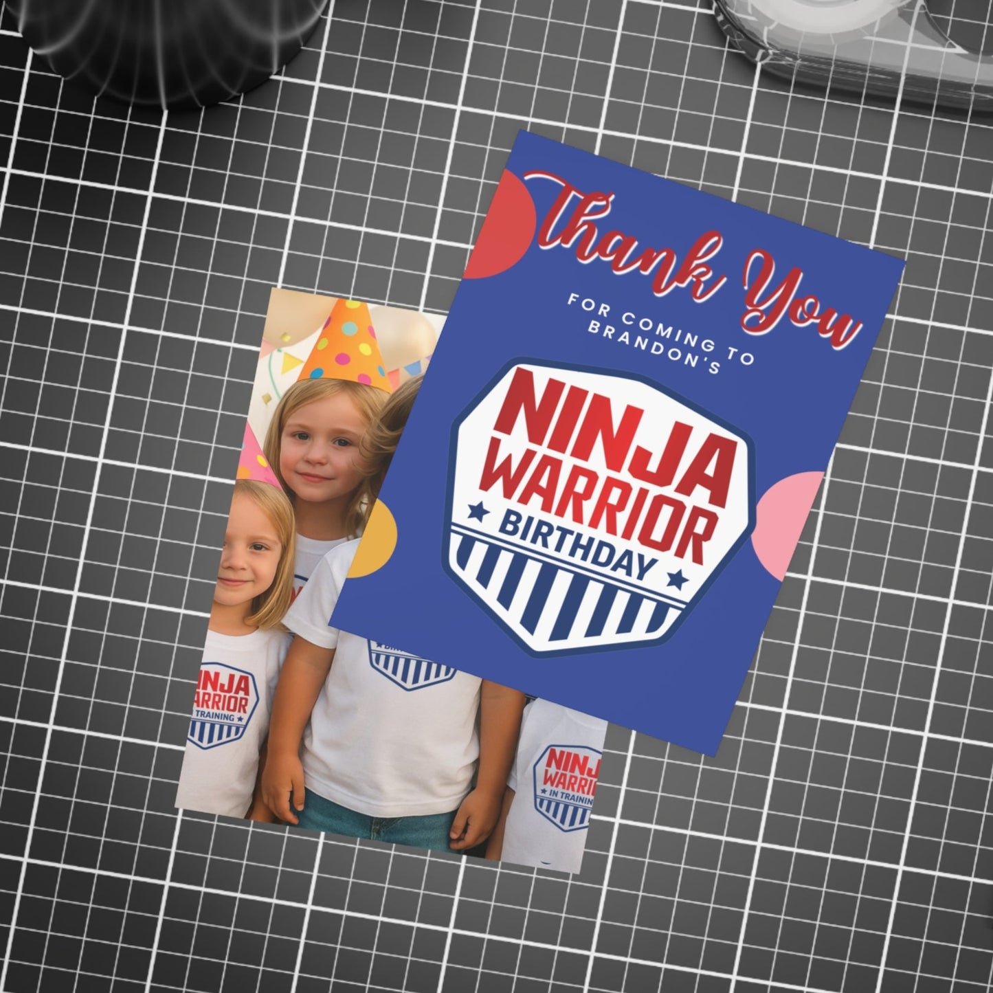 Custom Ninja Warrior Birthday Party - Thank You Postcards (envelopes included)