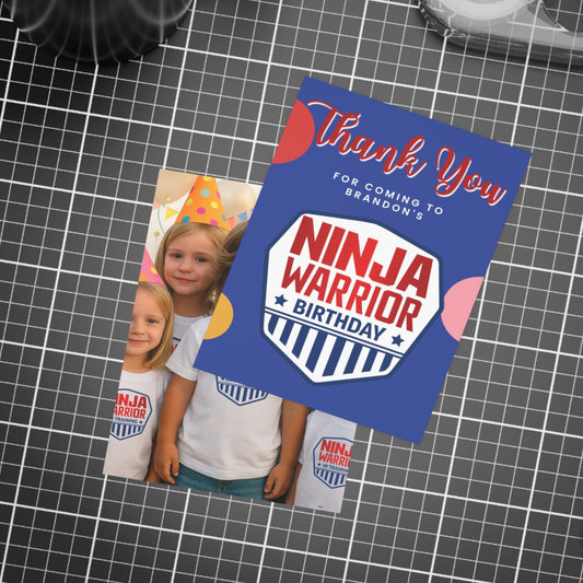 Custom Ninja Warrior Birthday Party - Thank You Postcards (envelopes included)