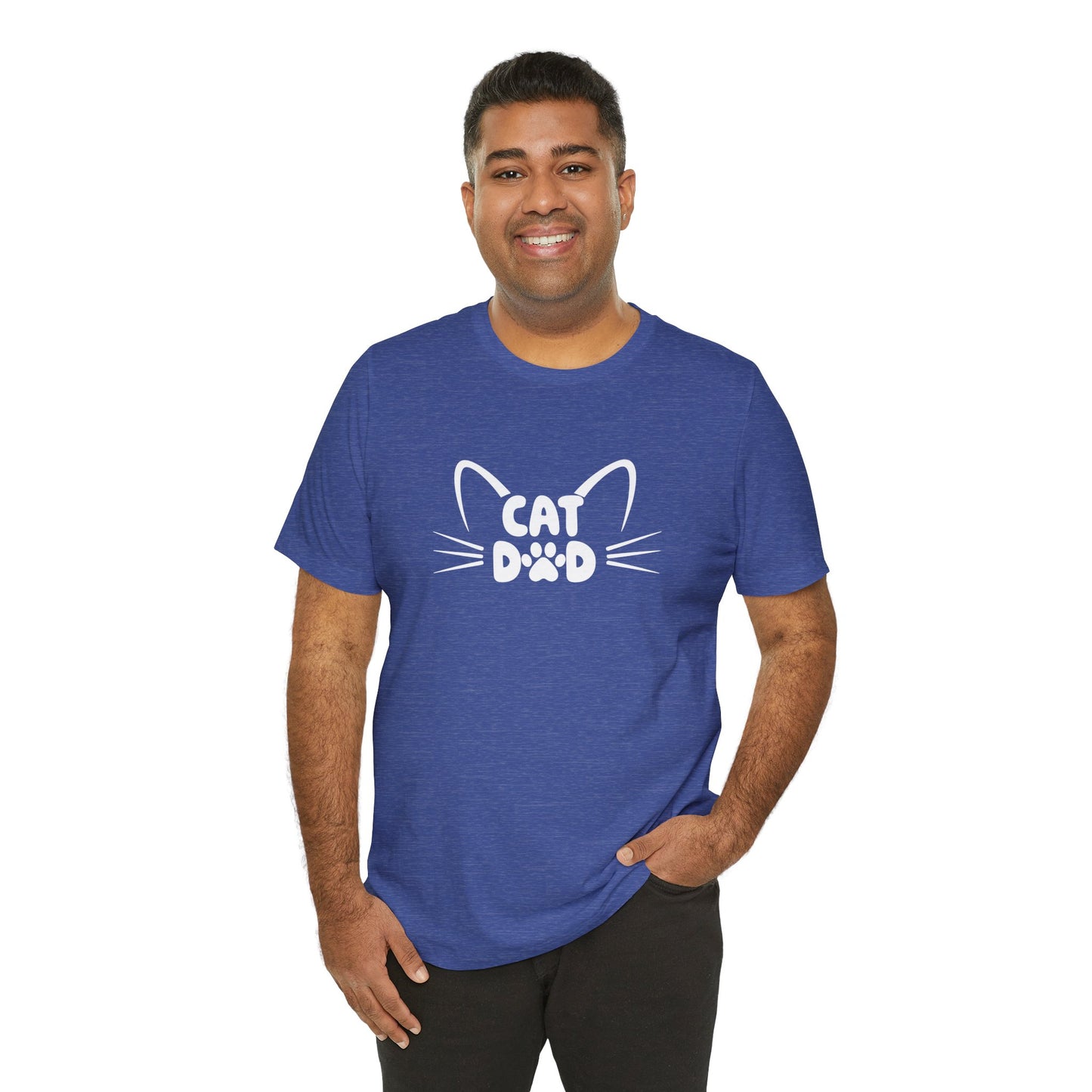 Cat Dad T-Shirt, Cute Cat Ears & Whiskers Design, Paw Print Graphic, Cat Lover Shirt