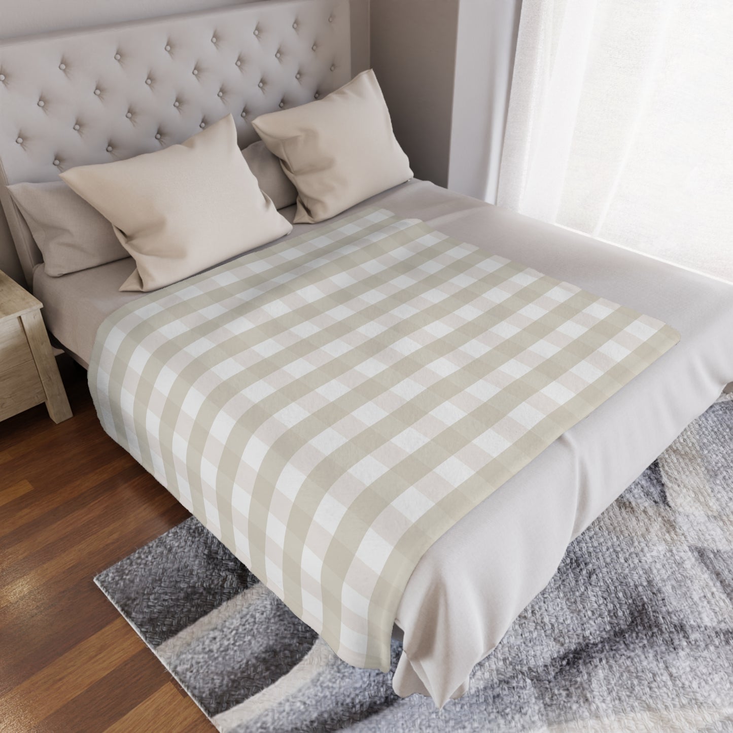Checkered Microfiber Fleece Blanket - Ultra Soft & Cozy Throw