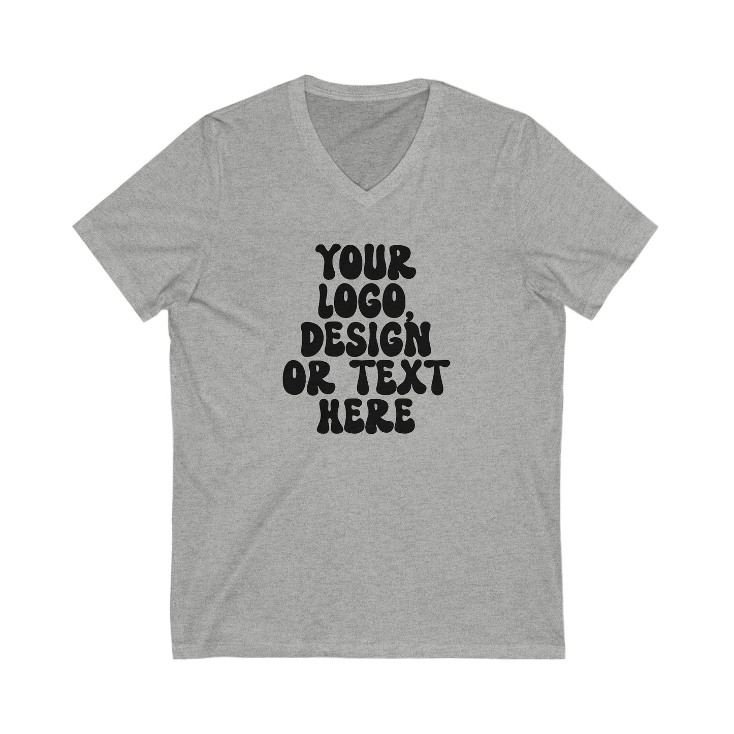 CUSTOM Text, Design or Logo - Unisex V-Neck T-Shirt
