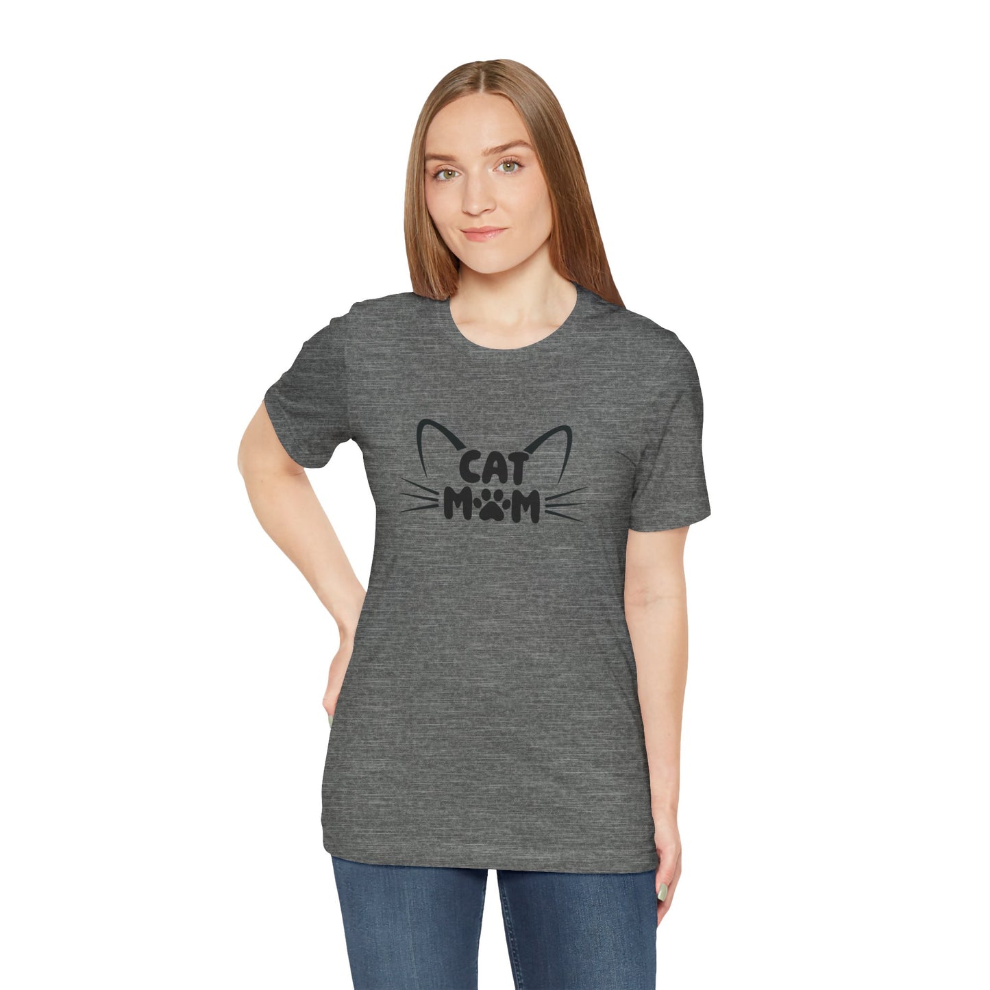 Cat Mom T-Shirt, Cute Cat Ears & Whiskers Design, Paw Print Graphic, Cat Lover Shirt