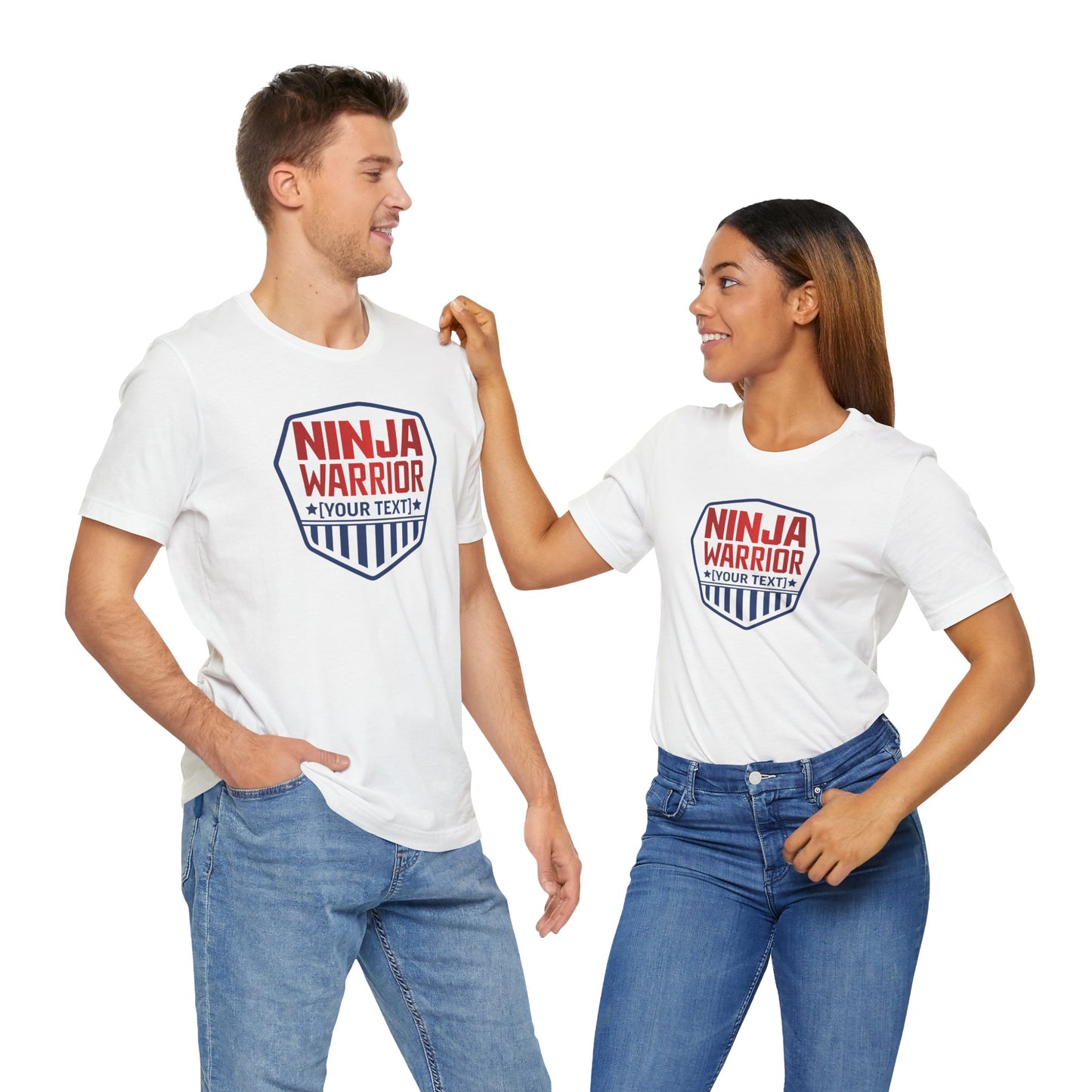 Custom Ninja Warrior Family & Coach Shirt – Unisex T-Shirt with Shield Design, Personalized Text & Colors