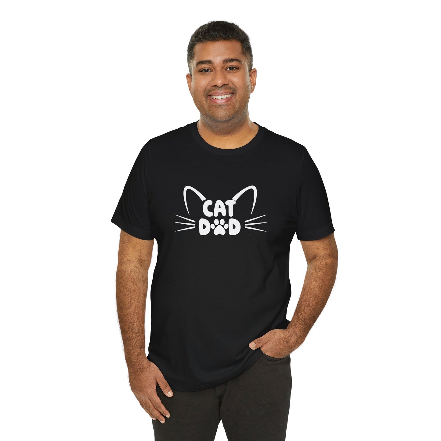 Cat Dad T-Shirt, Cute Cat Ears & Whiskers Design, Paw Print Graphic, Cat Lover Shirt