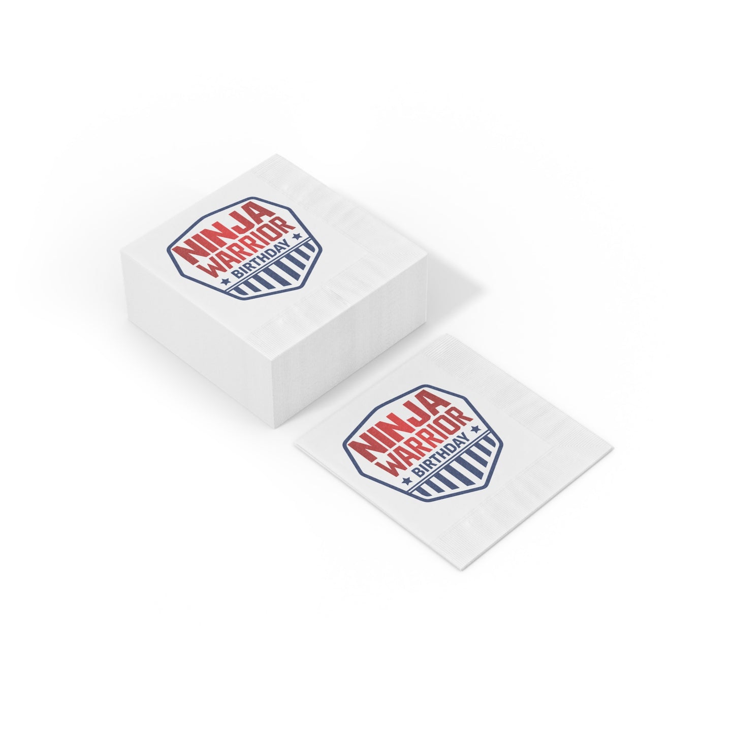 Ninja Warrior Birthday White Coined Napkins | Party Supplies (50 or 100 Pack)